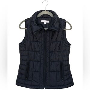 New York & Company Women’s Small Navy Blue Puffer Vest – Zip Front Quilted